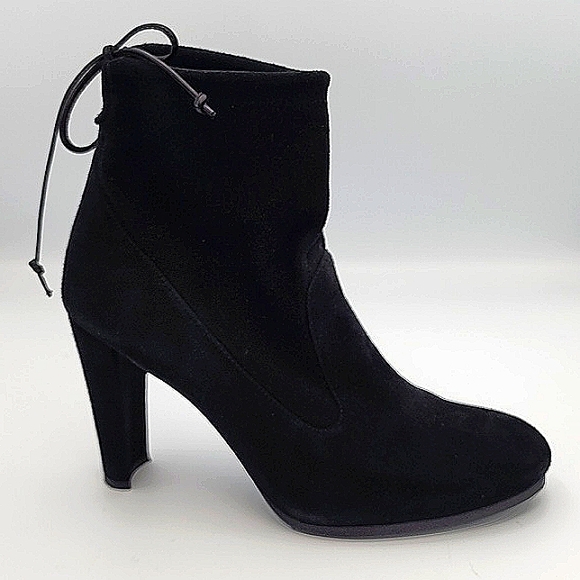 Stuart Weitzman Shoes - STUART WEITZMAN Black Suede Ankle Boots with High Heels, Size 9